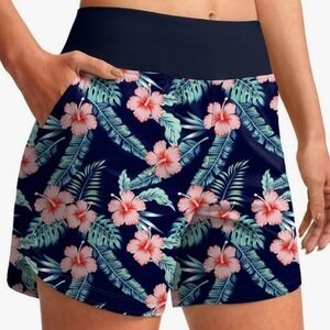 Pudolla Women's 5" Swim Board  High Waisted Quick Dry Swimming ShortNWT Size XXL